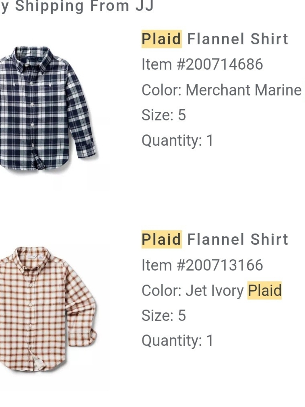 Janie and Jack Plaid Button-Down Shirt - Navy & Ivory / Brown & Ivory 2 For 1